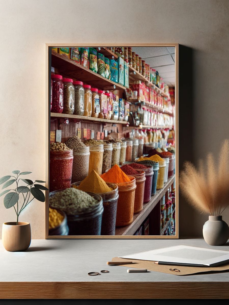 Colorful Spice Market Poster. — room view 2