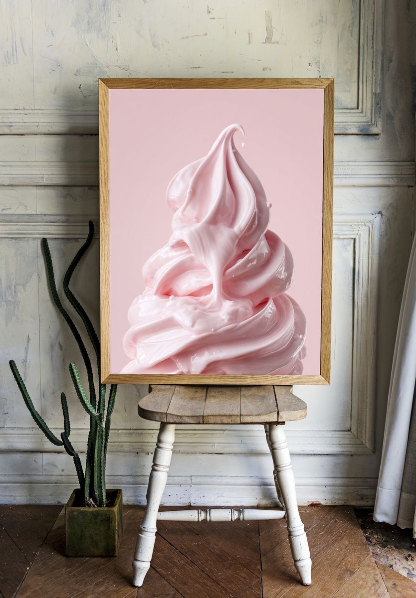 Pink Whipped Cream — Food Print. — room view 1