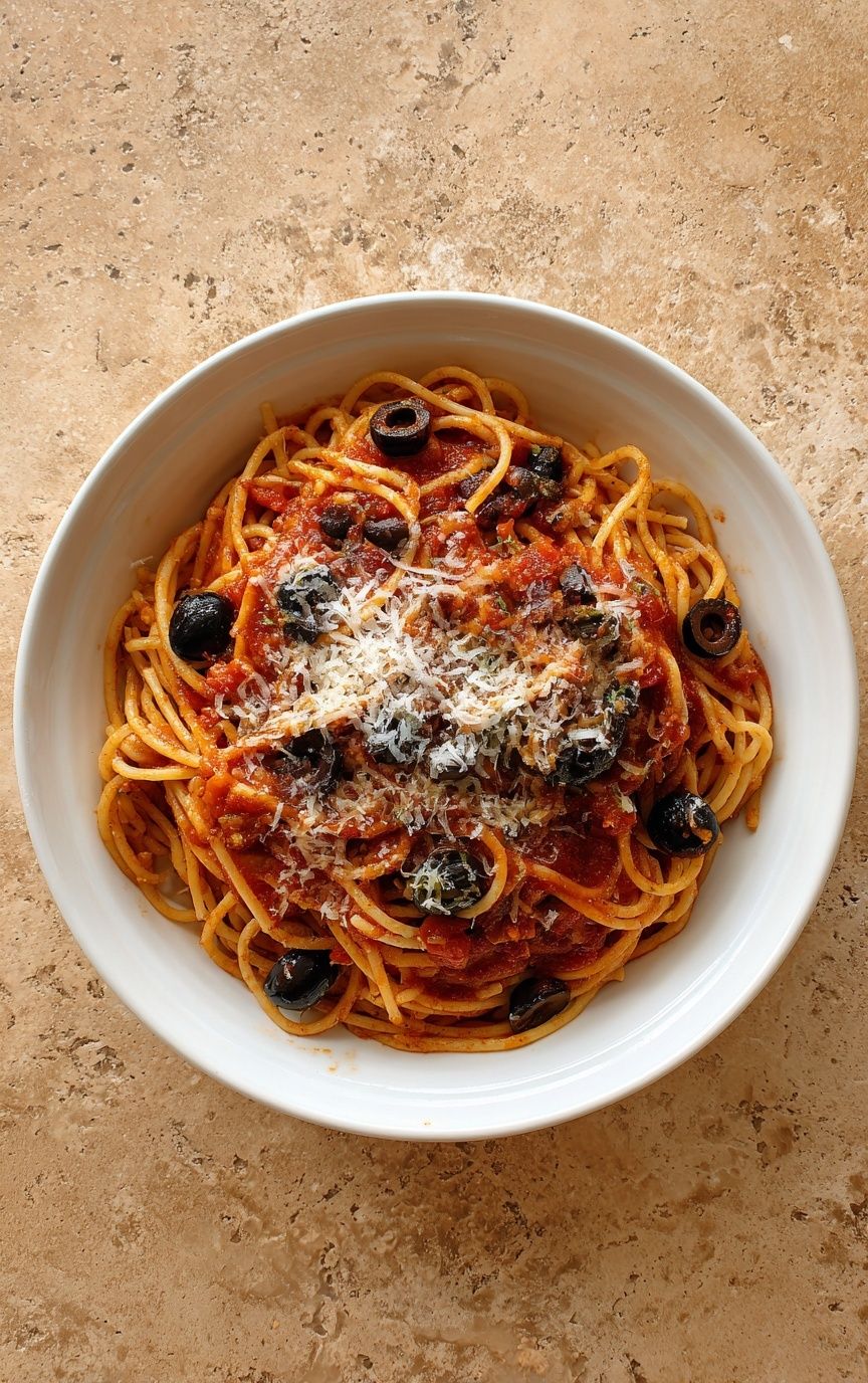 Spaghetti with Olives — Food Print. poster detail