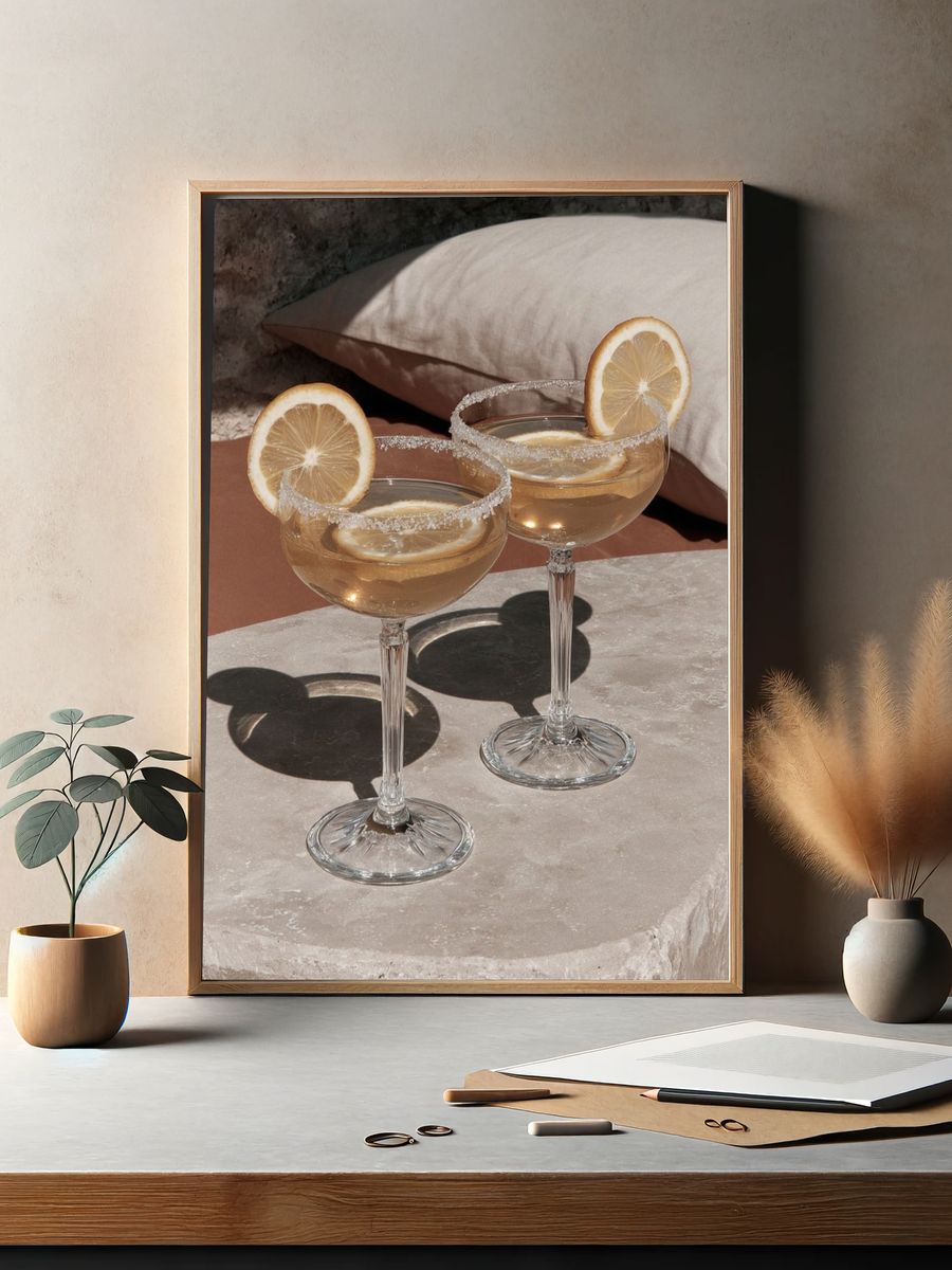 Cocktails with Lemon — Food & Drink Print. — room view 2
