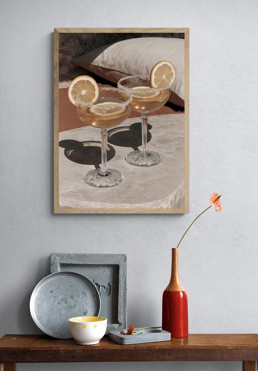 Cocktails with Lemon — Food & Drink Print. — room view 3