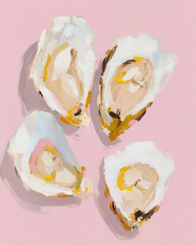 Oysters on Pink Background — Art Print. poster