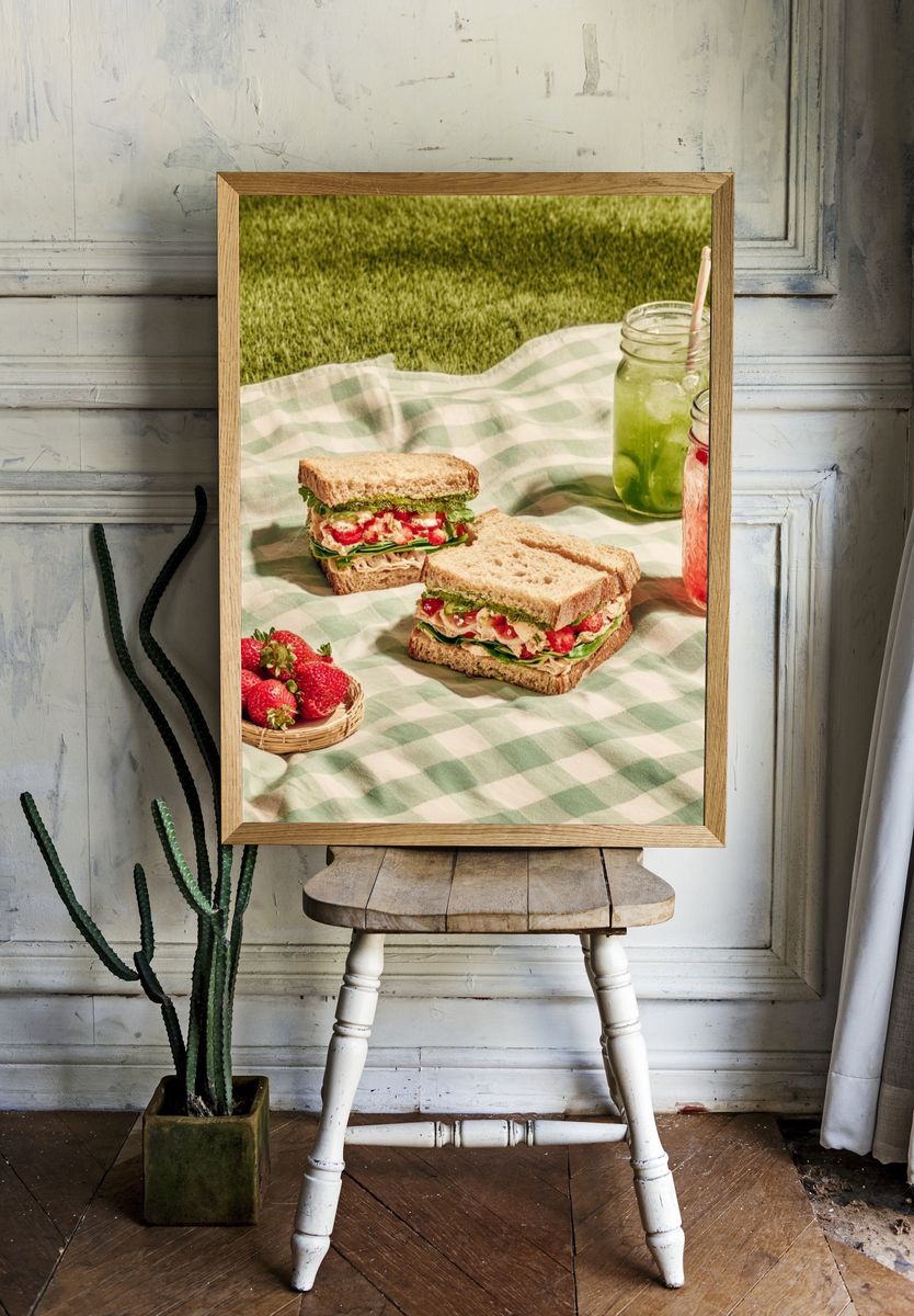 Delicious Sandwich and Drinks — Food Print. room preview