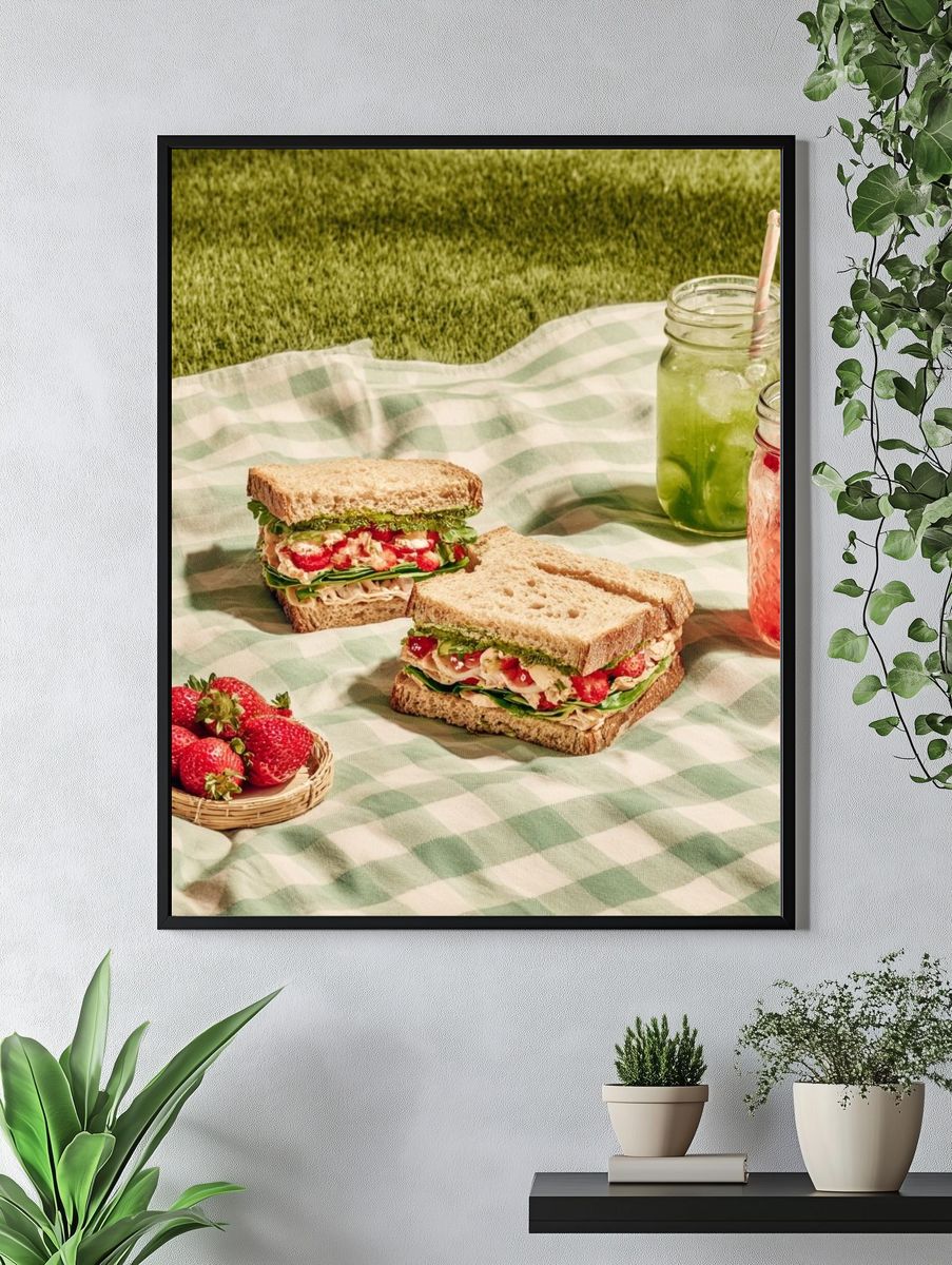 Delicious Sandwich and Drinks — Food Print. — room view 4