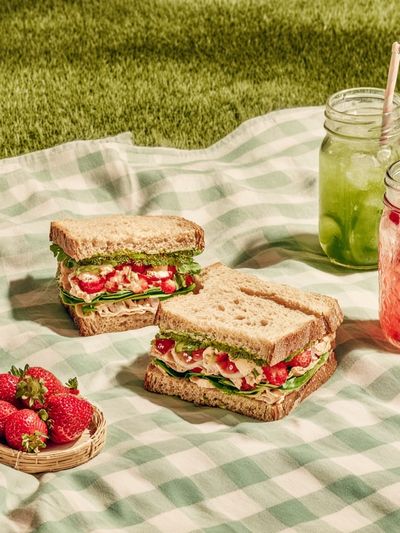 Delicious Sandwich and Drinks — Food Print. poster