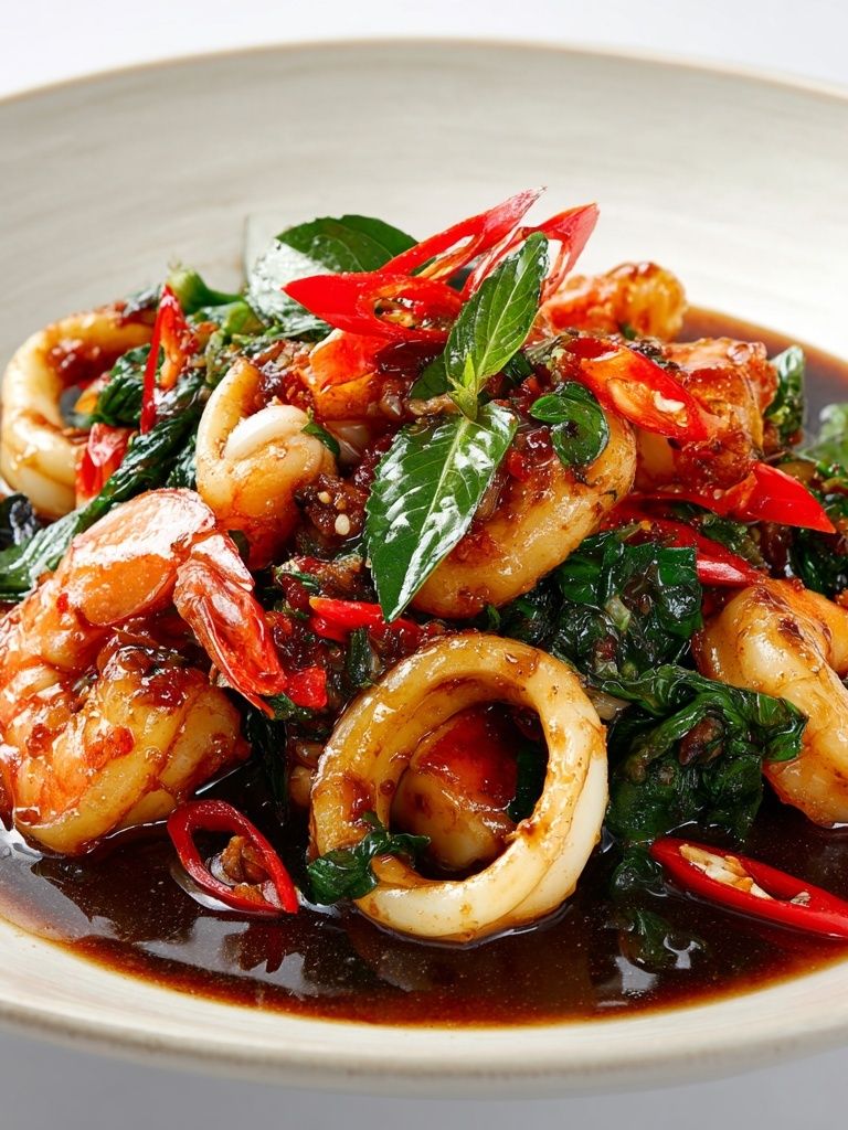 Spicy Seafood Stir-Fry Poster. poster detail