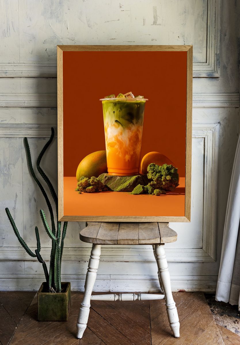 Iced Matcha Mango Drink Poster. room preview