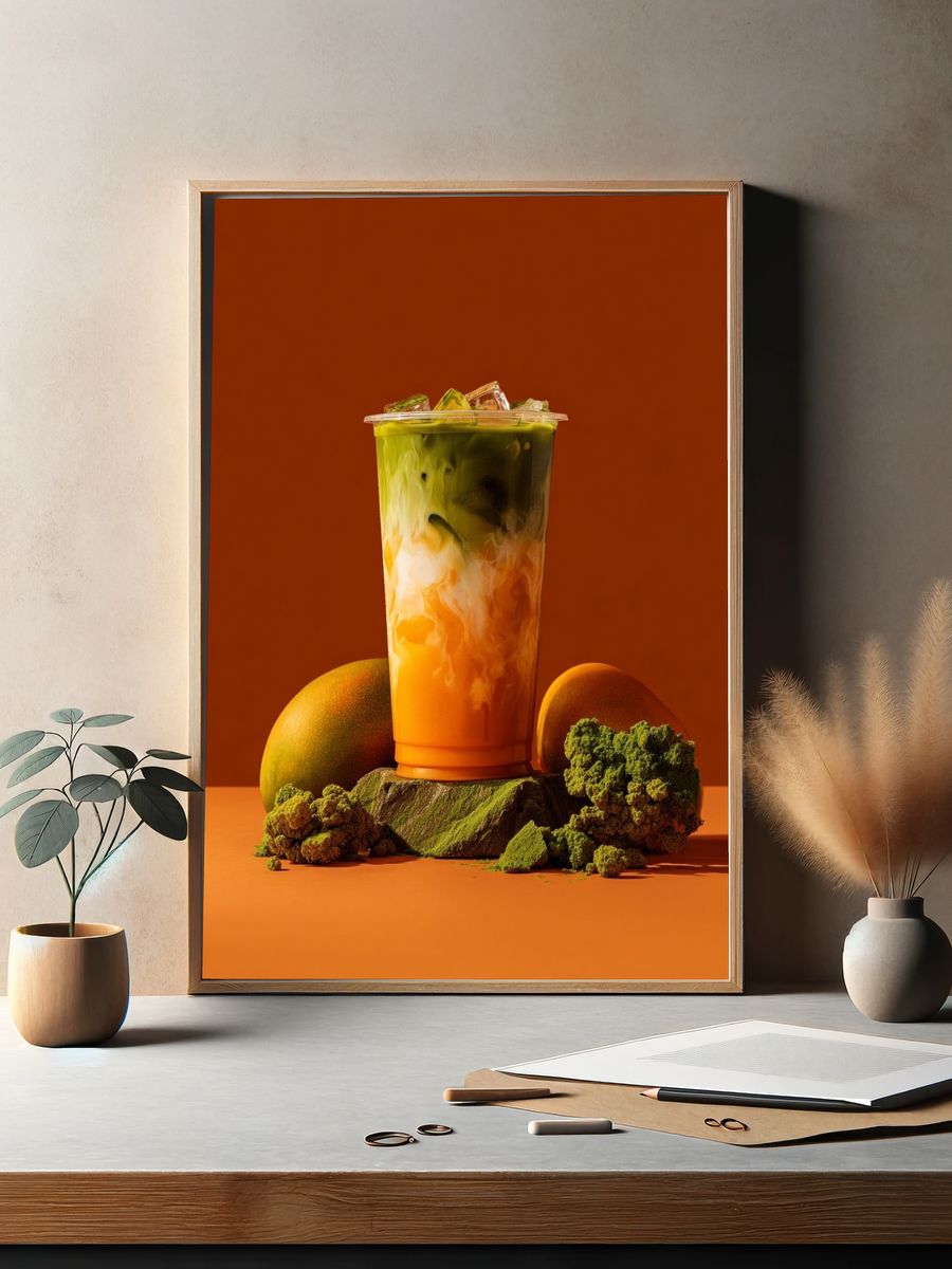 Iced Matcha Mango Drink Poster. — room view 2