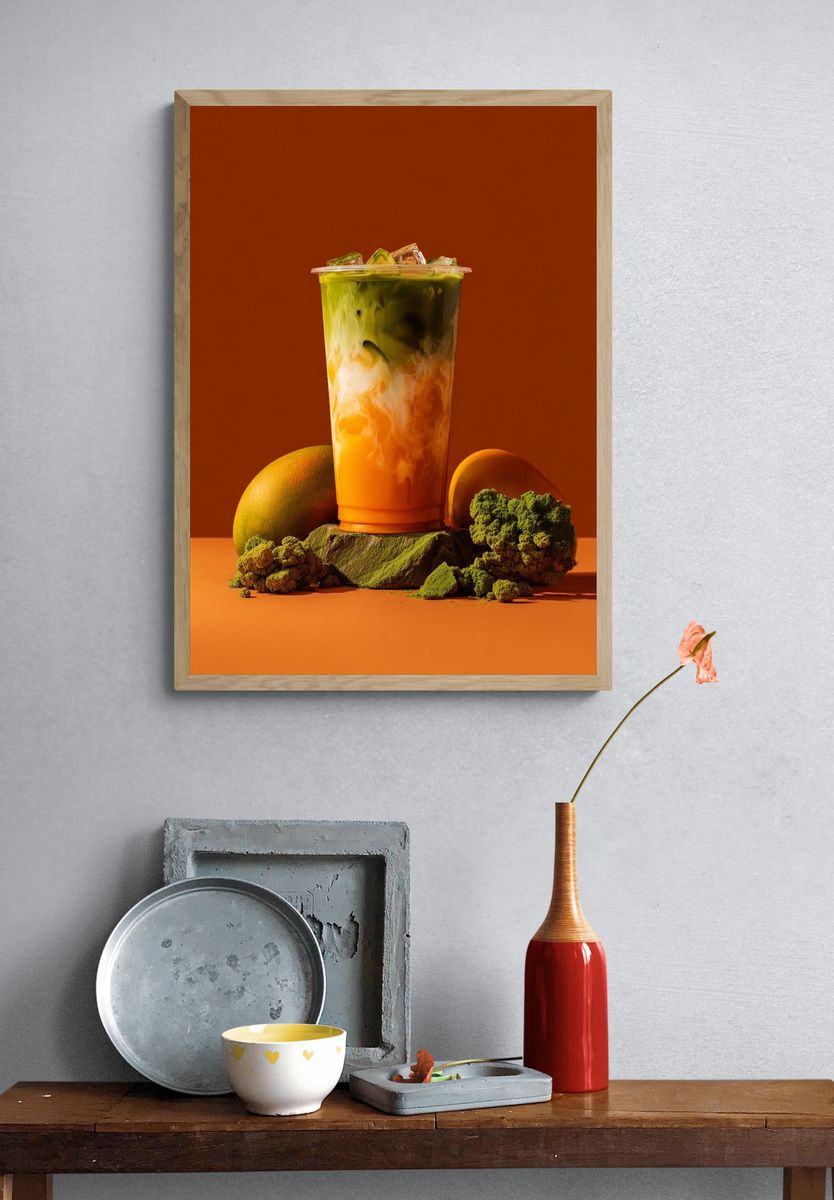 Iced Matcha Mango Drink Poster. — room view 3