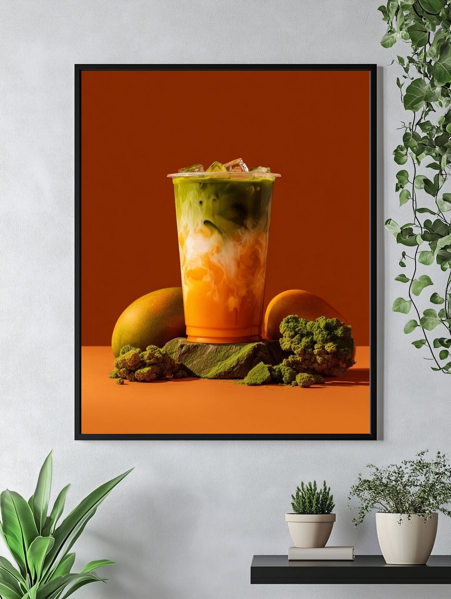Iced Matcha Mango Drink Poster. — room view 4