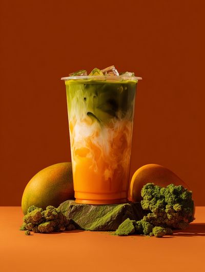 Iced Matcha Mango Drink Poster.