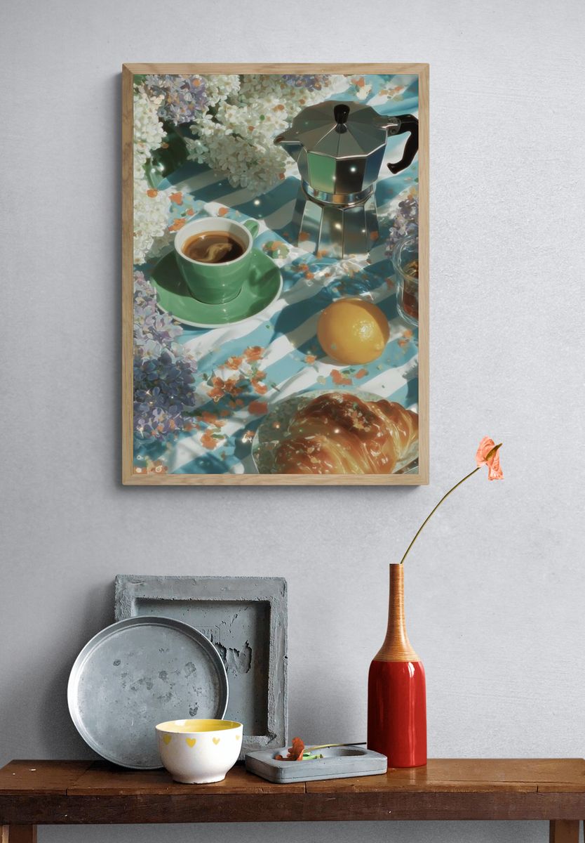 Coffee and Croissant — Food Print. — room view 3