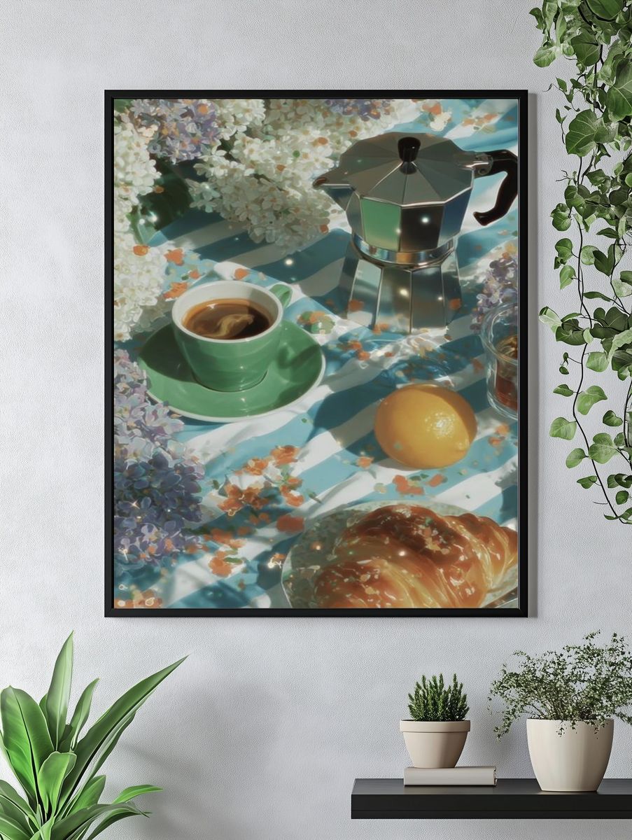 Coffee and Croissant — Food Print. — room view 4