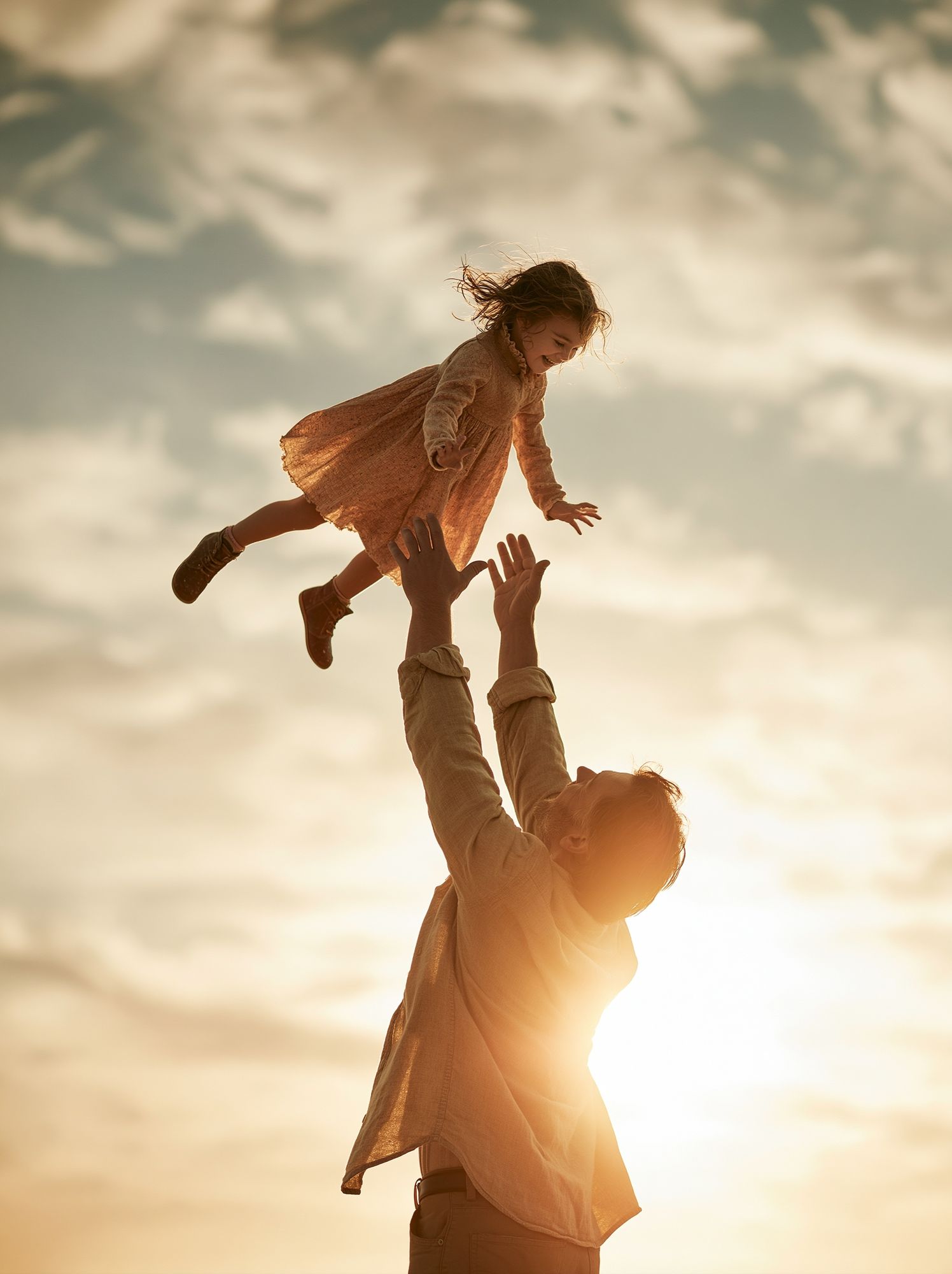 Father and Daughter Sunset Photography Poster. poster — photography art