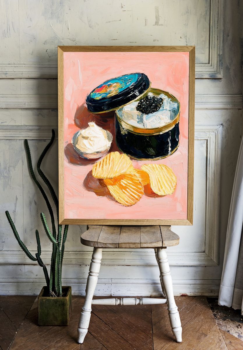 Caviar and Chips — Food Art Print. room preview