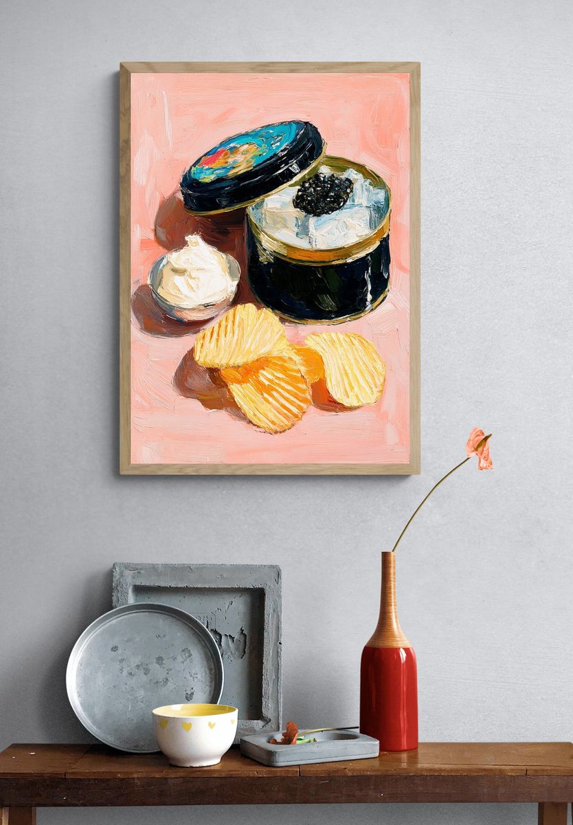 Caviar and Chips — Food Art Print. — room view 3