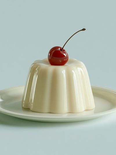 Cherry Panna Cotta Food Photography Poster.