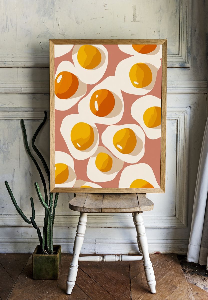 Sunny Side Up Eggs — Illustration Print. — room view 1