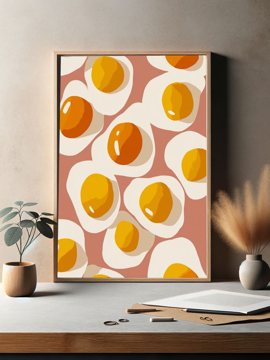 Sunny Side Up Eggs — Illustration Print. — room view 2