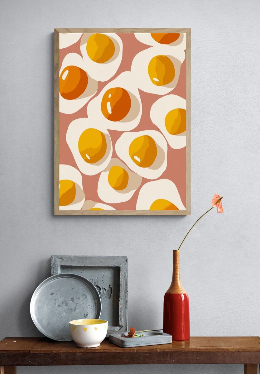 Sunny Side Up Eggs — Illustration Print. — room view 3