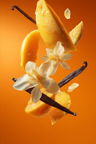Mango and Vanilla Floral Still Life Poster.