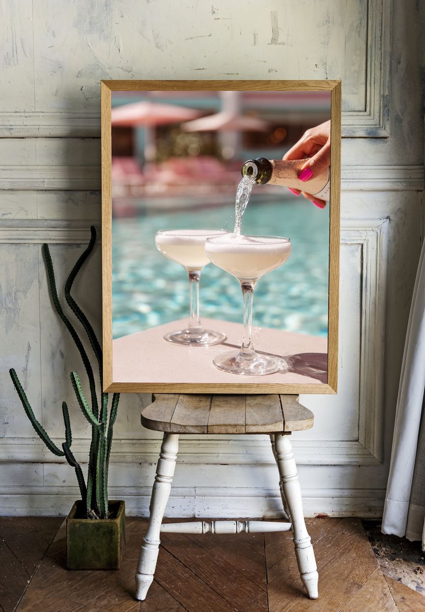 Refreshing Cocktails by the Pool — Photography Print. room preview