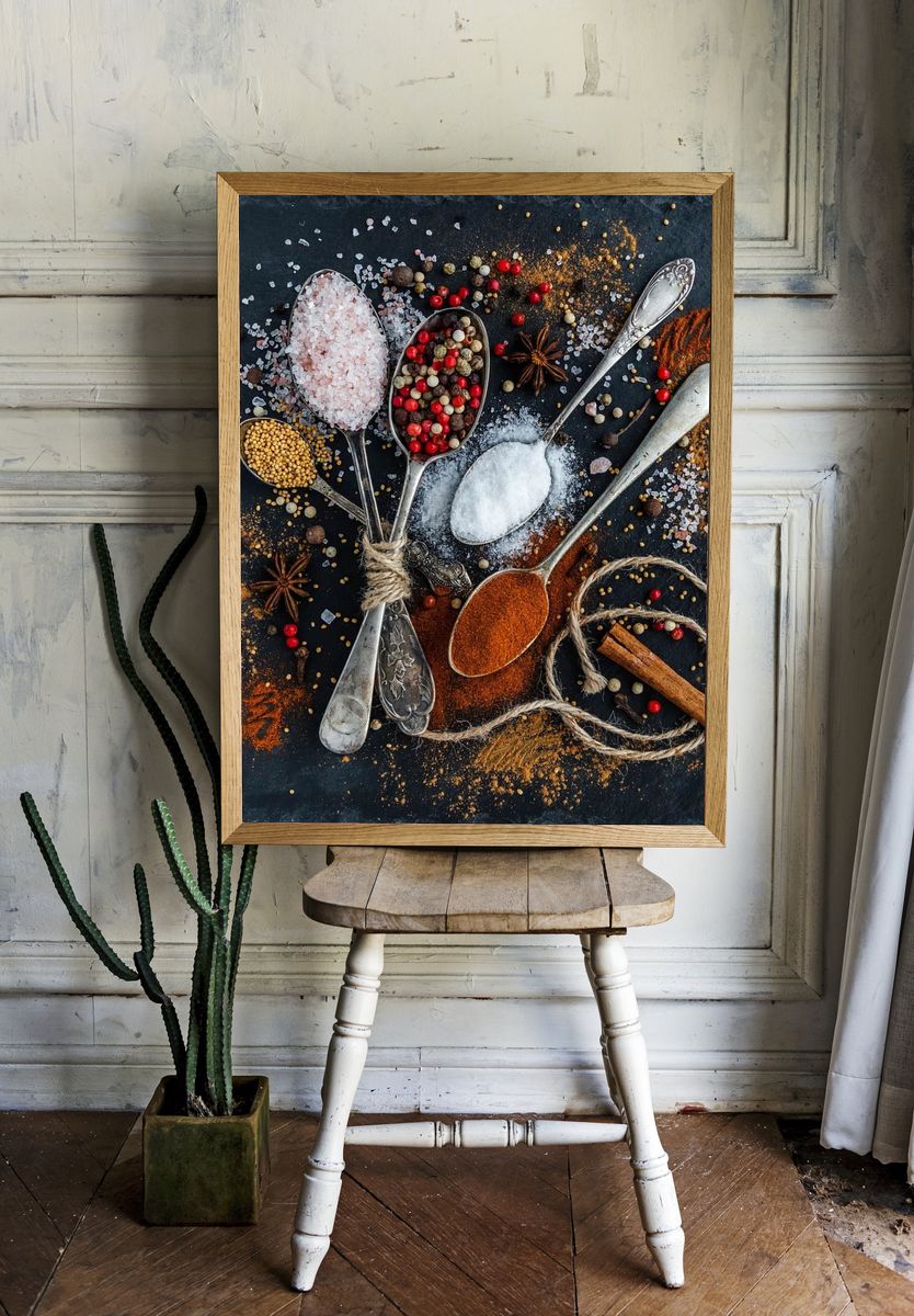 Spices and Spoons — Food Photography Print. — room view 1