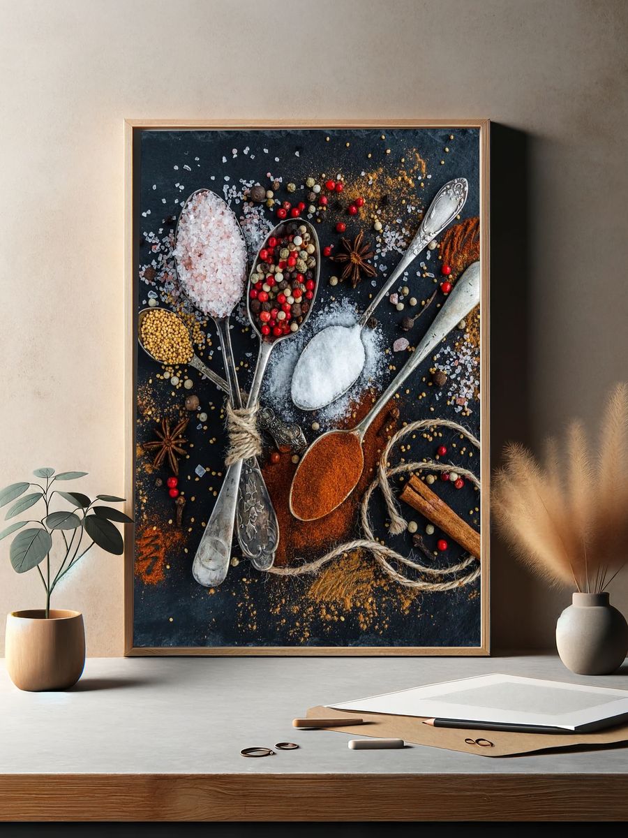 Spices and Spoons — Food Photography Print. — room view 2