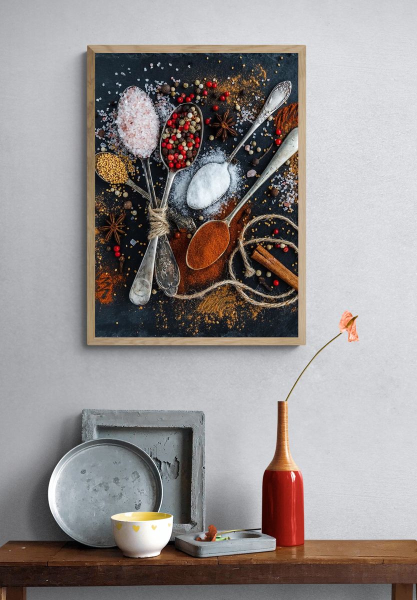 Spices and Spoons — Food Photography Print. — room view 3