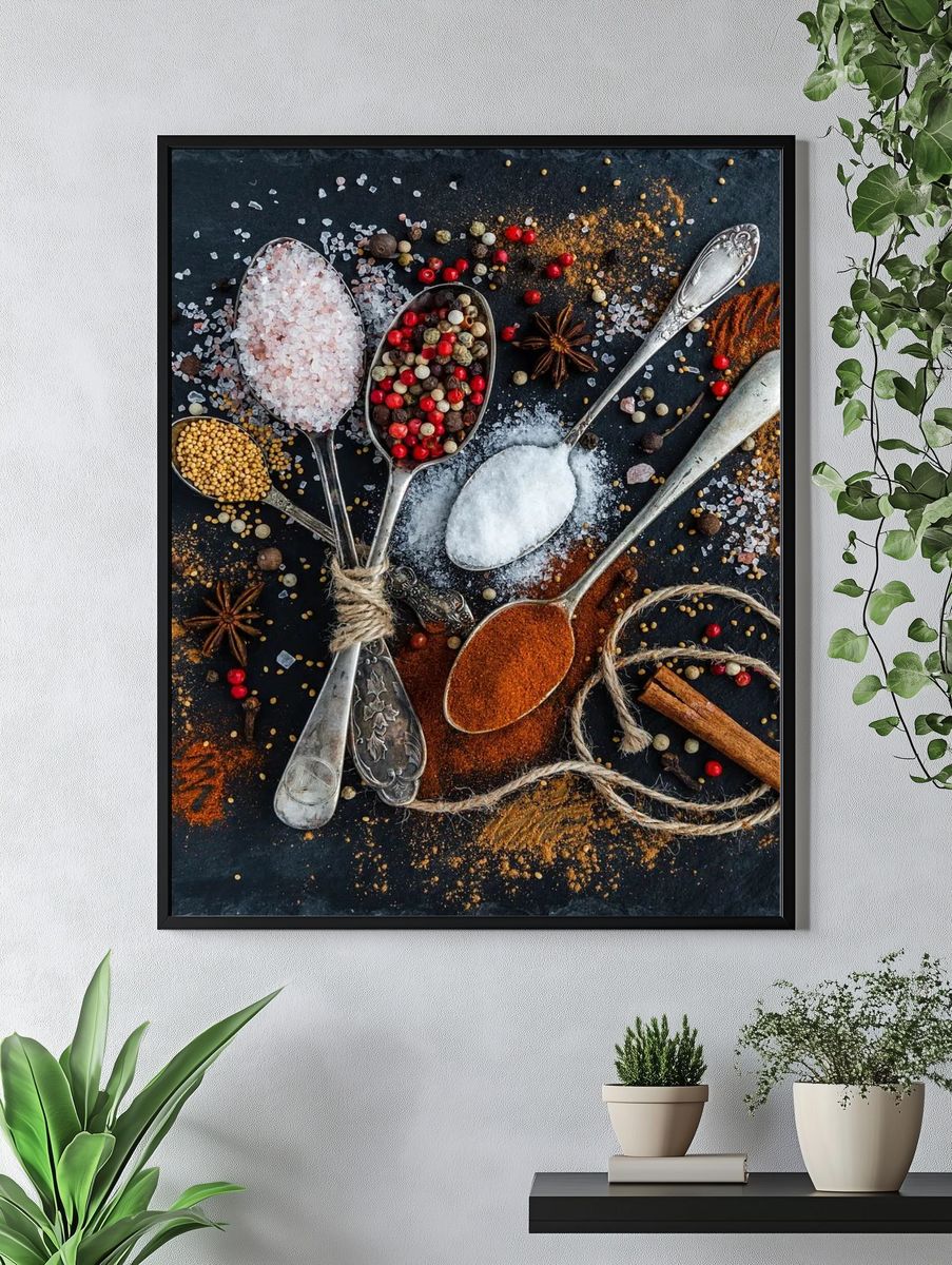 Spices and Spoons — Food Photography Print. — room view 4