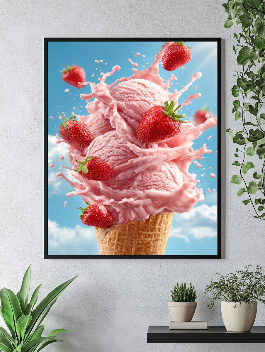 Strawberry Ice Cream Splash Poster. — room view 4