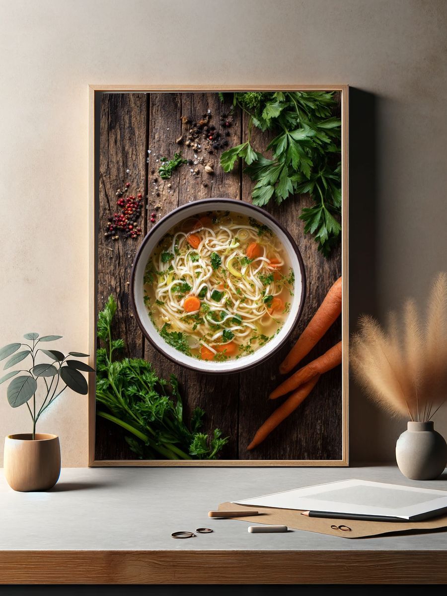 Delicious Chicken Noodle Soup — Food Print. — room view 2