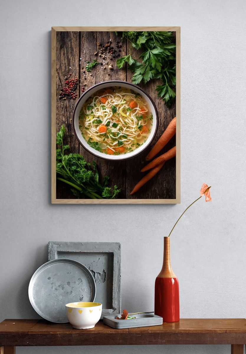 Delicious Chicken Noodle Soup — Food Print. — room view 3