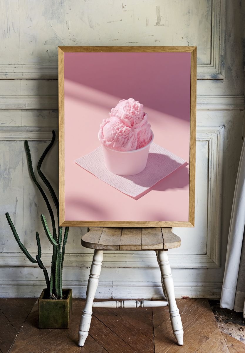 Pink Ice Cream Still Life Poster. — room view 1
