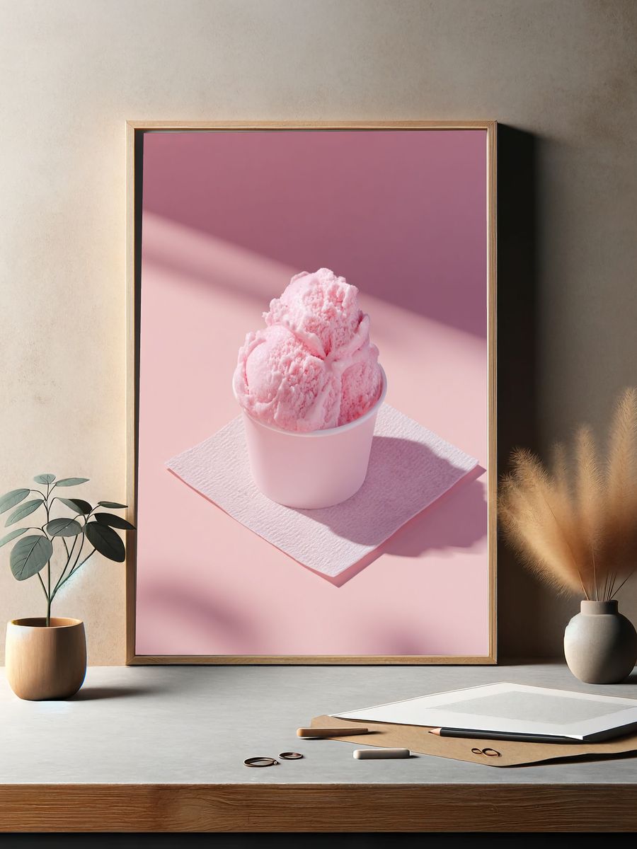Pink Ice Cream Still Life Poster. — room view 2