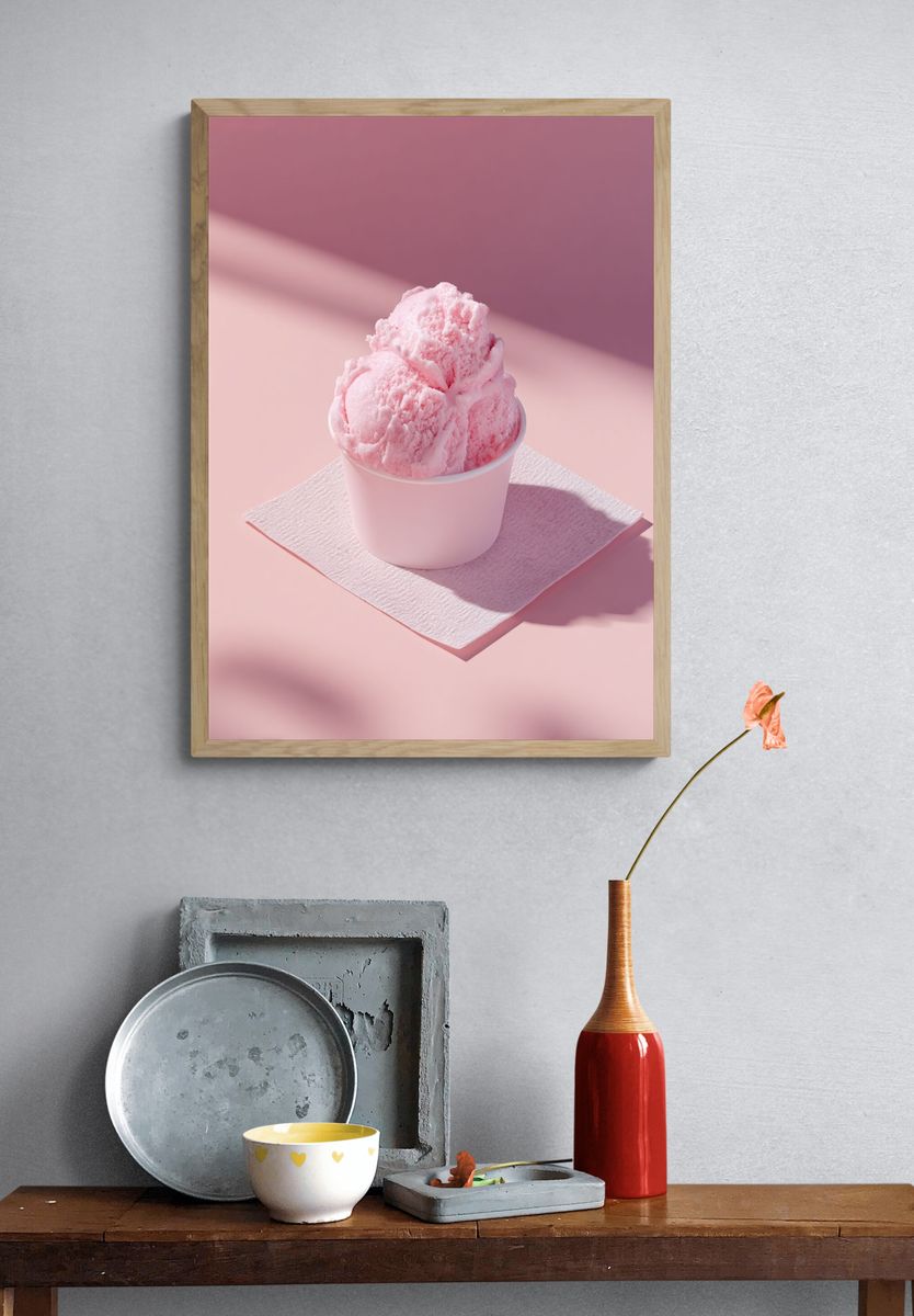 Pink Ice Cream Still Life Poster. — room view 3