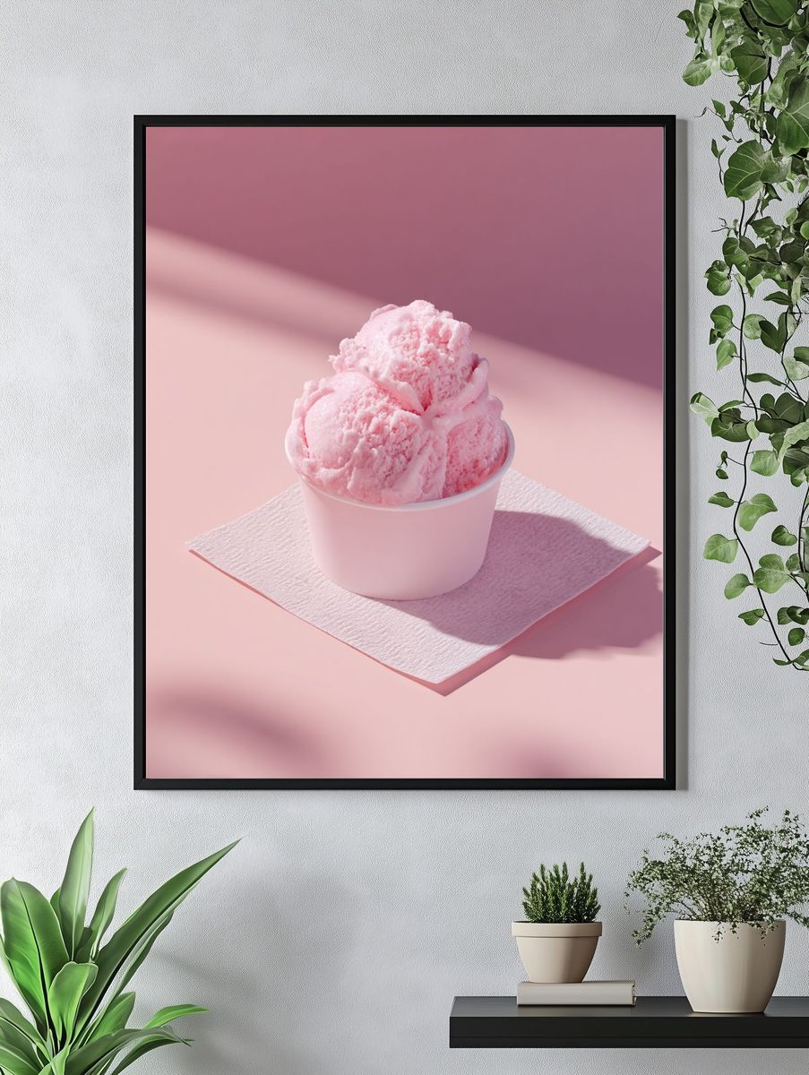Pink Ice Cream Still Life Poster. — room view 4