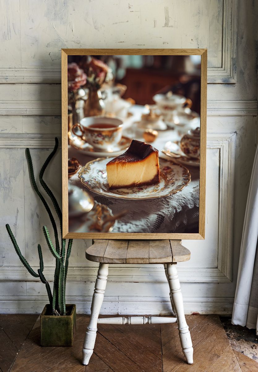 Cheesecake on Vintage Plate — Food Print room preview
