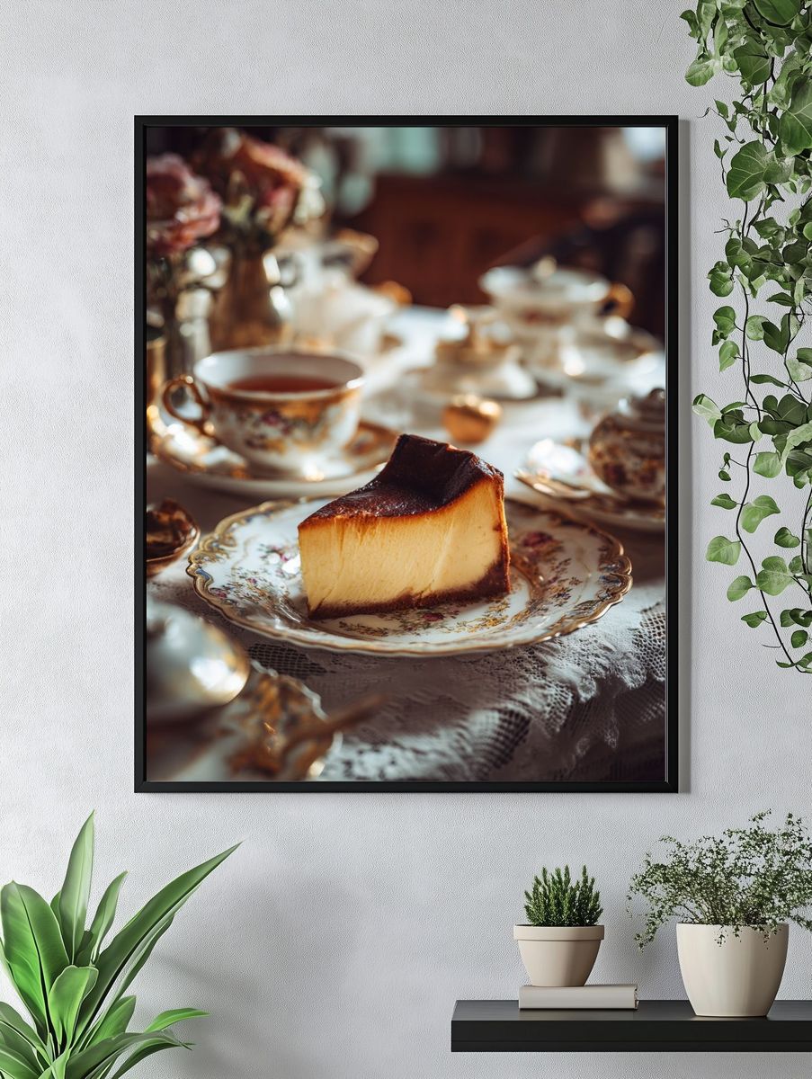 Cheesecake on Vintage Plate — Food Print. — room view 4