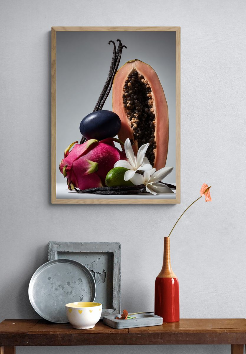 Tropical Fruits Still Life Poster. — room view 3