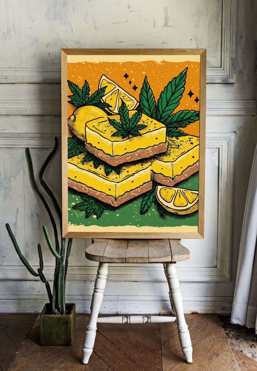 Lemon Bars with Cannabis — Illustration Print room preview
