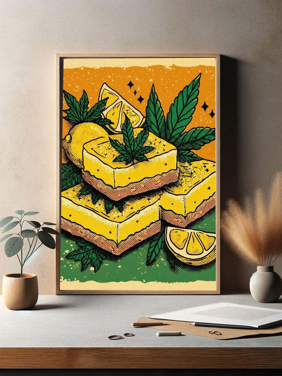 Lemon Bars with Cannabis — Illustration Print. — room view 2