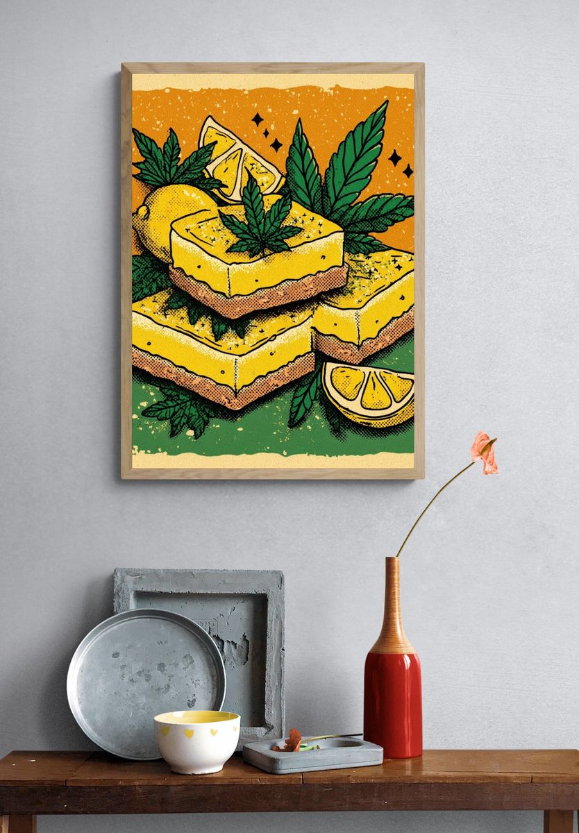Lemon Bars with Cannabis — Illustration Print. — room view 3