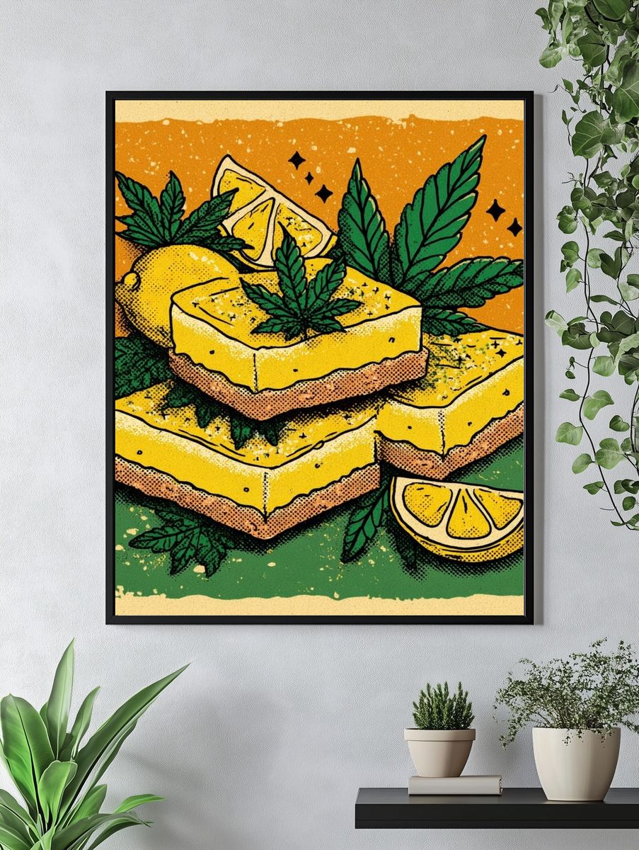 Lemon Bars with Cannabis — Illustration Print. — room view 4