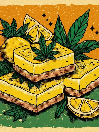 Lemon Bars with Cannabis — Illustration Print. poster
