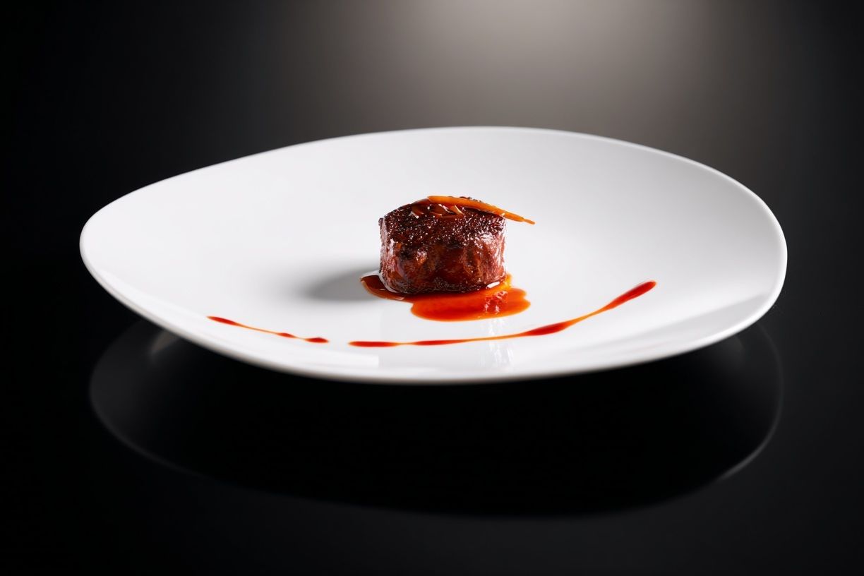 Gourmet Dish on White Plate — Food Photography Print. poster detail