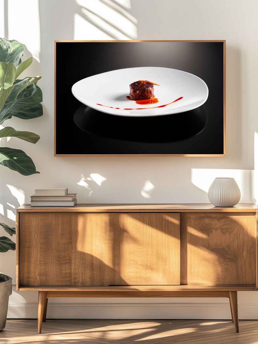 Gourmet Dish on White Plate — Food Photography Print. — room view 3