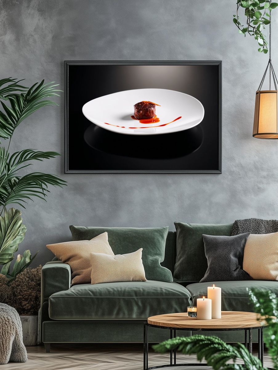 Gourmet Dish on White Plate — Food Photography Print. — room view 4
