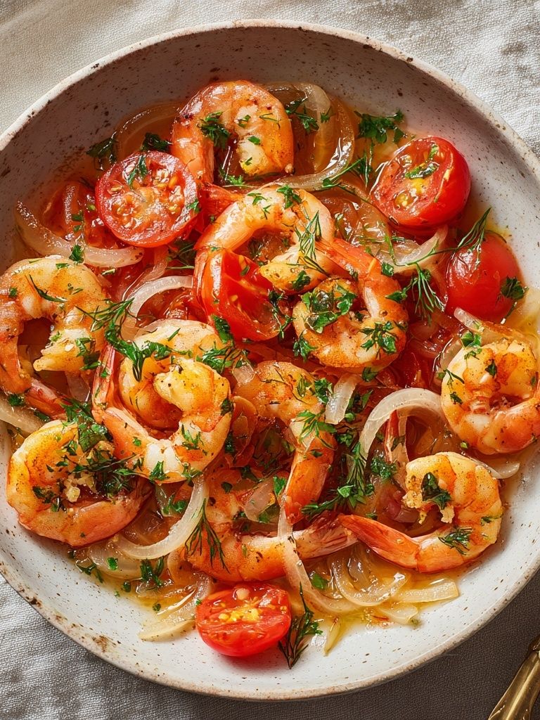 Shrimp and Tomatoes — Food Print. poster detail