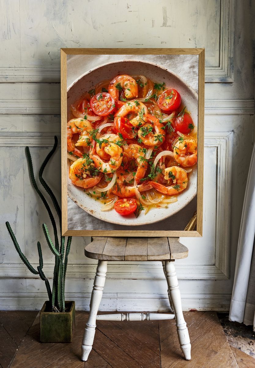 Shrimp and Tomatoes — Food Print. — room view 1